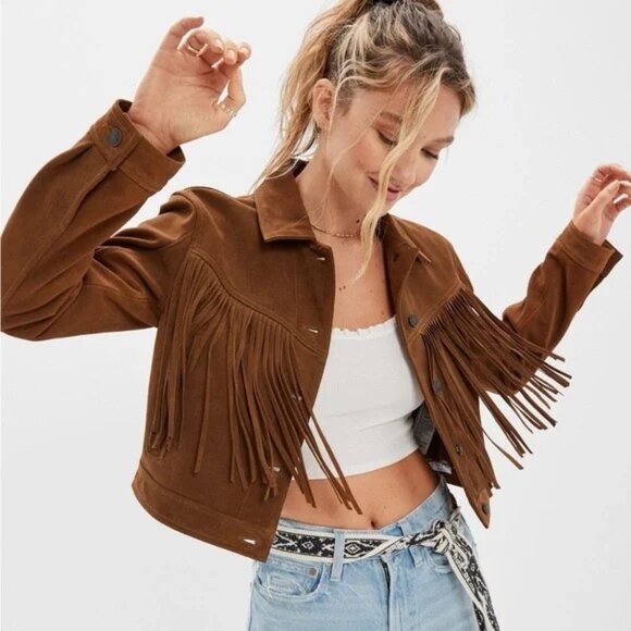 American Eagle Genuine Suede Fringe Jacket - Picture 2 of 8